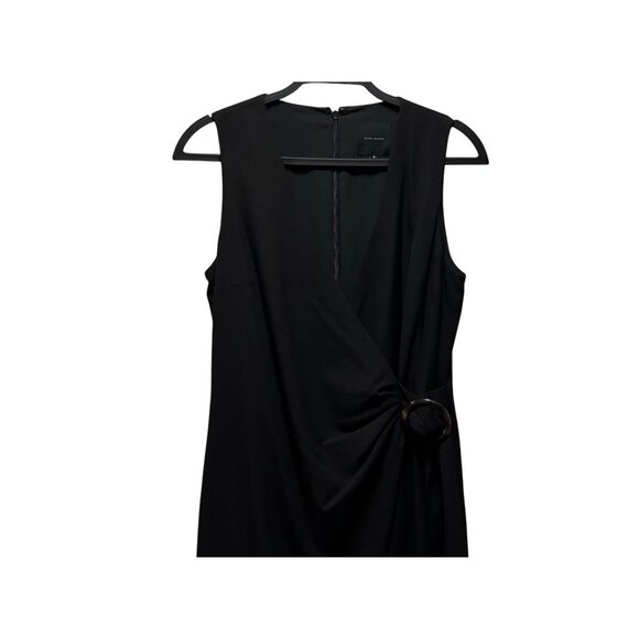 Alex Marie Womens Black Sleeveless Wrap Style Midi Dress With Ring Detail Size 6 - Picture 3 of 7